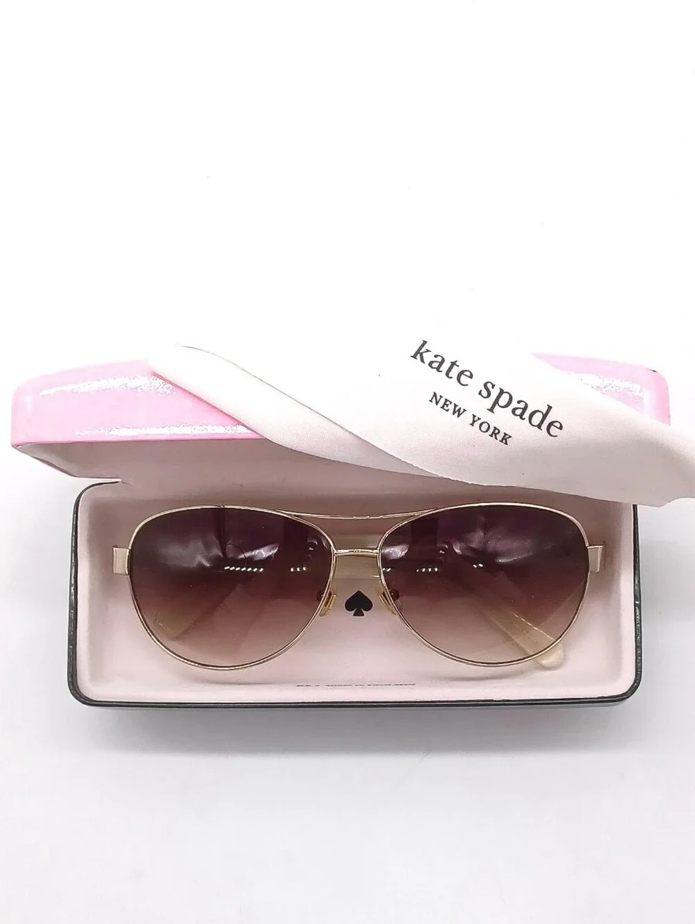 New Kate Spade New York 100% UV Protection Delia II RoseGold Aviator Sunglasses